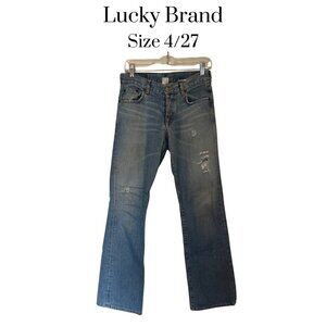 Distressed Lucky Brand Ladies jeans button fly 5 pocket Boyfriend Size 4